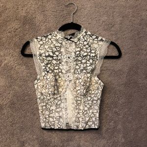 Victoria’s Secret Black&White Lace High Collar Bra